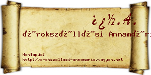 Árokszállási Annamária névjegykártya