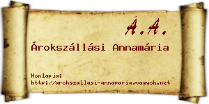 Árokszállási Annamária névjegykártya